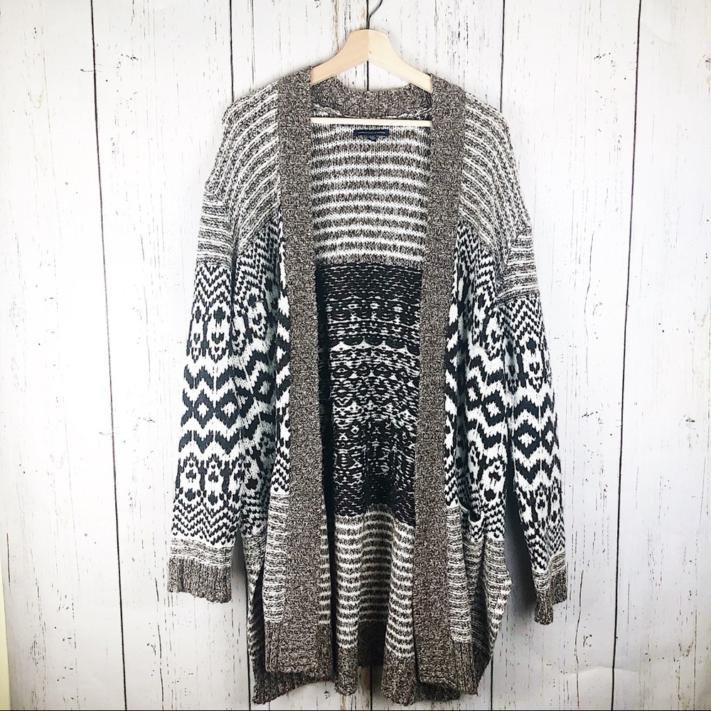 American Eagle Multi Pattern Long Duster Cardigan